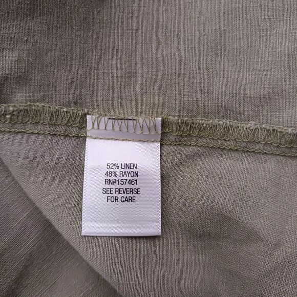 Dana Buchman Women's XXL Linen Blend Sleeveless Blouse Pockets Olive Casual Soft - Picture 7 of 8